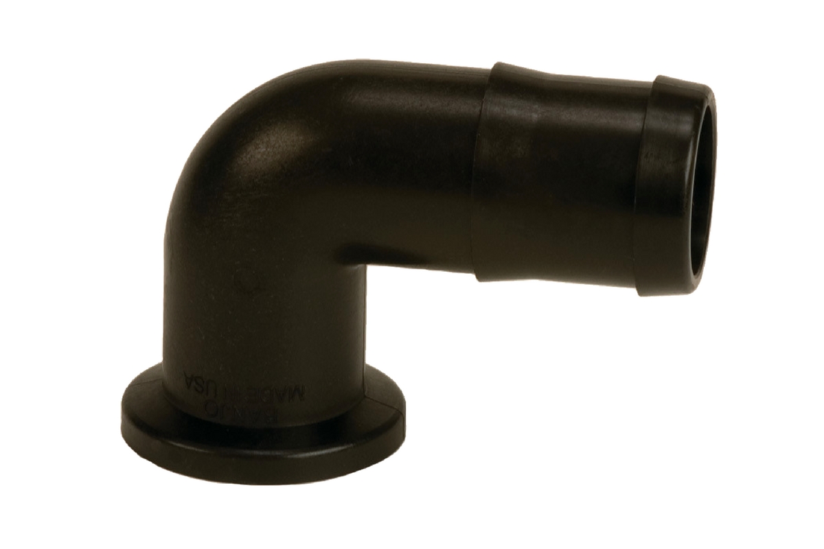Banjo Manifold Flange x Hose Barb Elbow